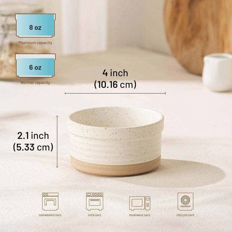 Dafuceramic Ramekins 8 oz Oven Safe, Porcelain Creme Brulee Ramekins Pudding Custard Cups Small Ceramic Souffle Dishes Baking Bowls Set of 4 (Arctic White) - Image 2